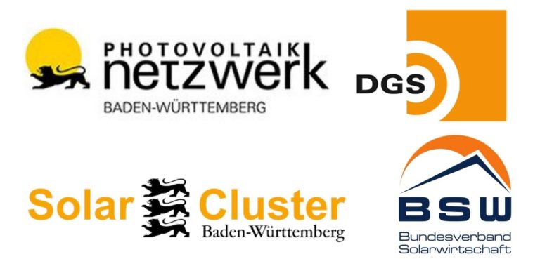 Photovoltaik Netztwerk Baden-Wuerttemberg, DGS Deutsche Gesellschaft für Sonnenenergie, Solar Cluster Baden-Wuerttemberg, BSW Bundesverband Solarwirtschaft