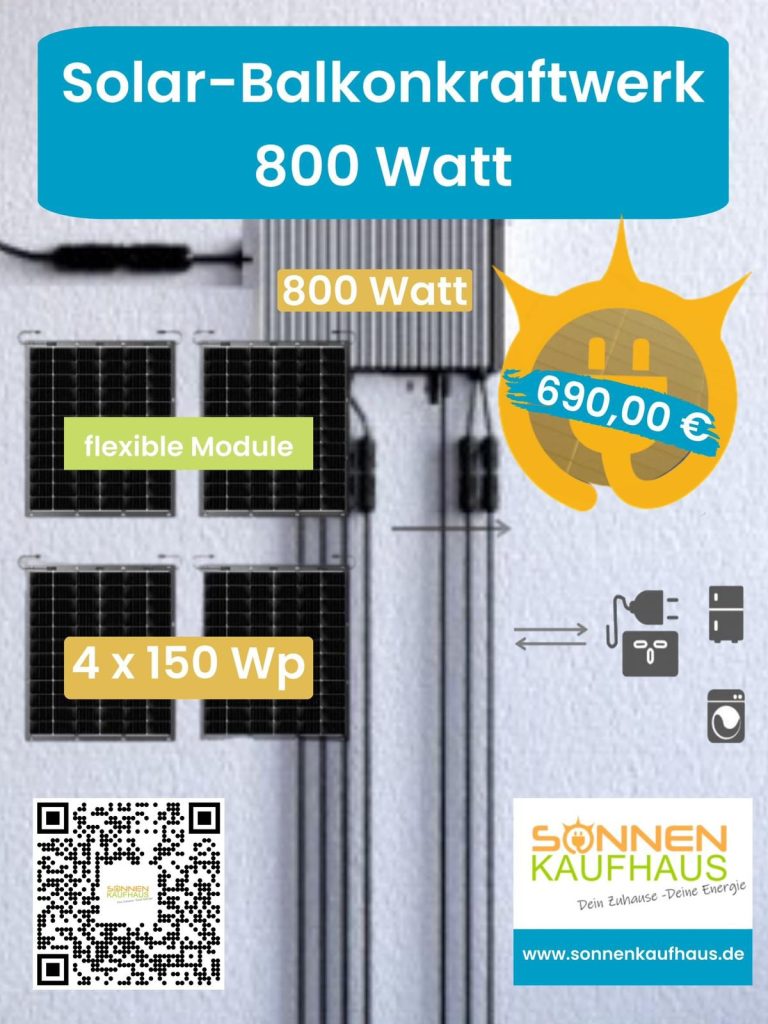 Photovoltaik Balkonkraftwerk 800 Watt für Freiburg, Emmendingen, Riegel, Bahlingen, Kaiserstuhl