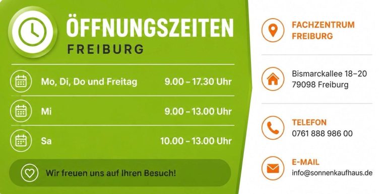 Sonnenkaufhaus Kontakt 0761-88898600 E-Mail: info@sonnenkaufhaus.de www.sonnenkaufhaus.de Bismarckallee 18-20, 79098 Freiburg im Breisgau